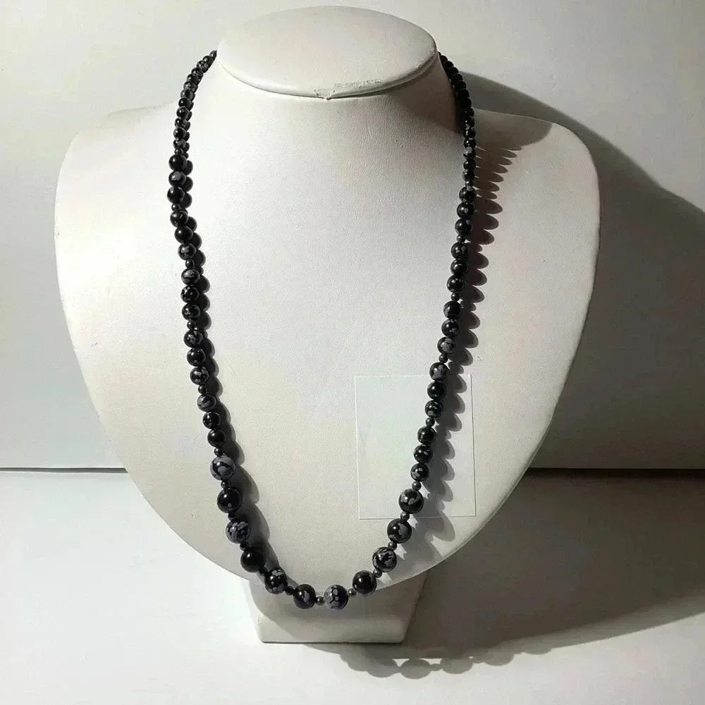 **RARE FIND**SNOWFLAKE OBSIDIAN NATURAL GEMSTONE NECKLACE